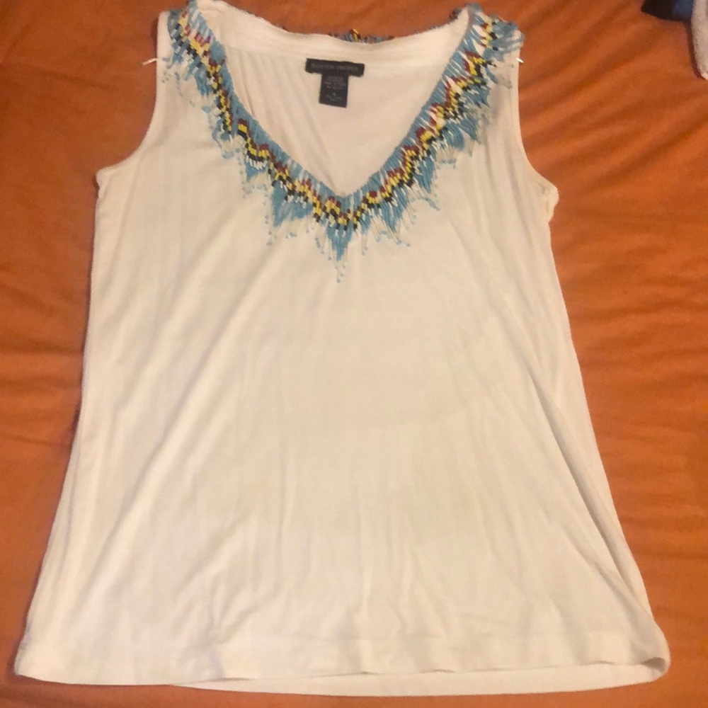 BOSTON PROPER SLEEVELESS BEADED BLOUSE SIZE SMALL